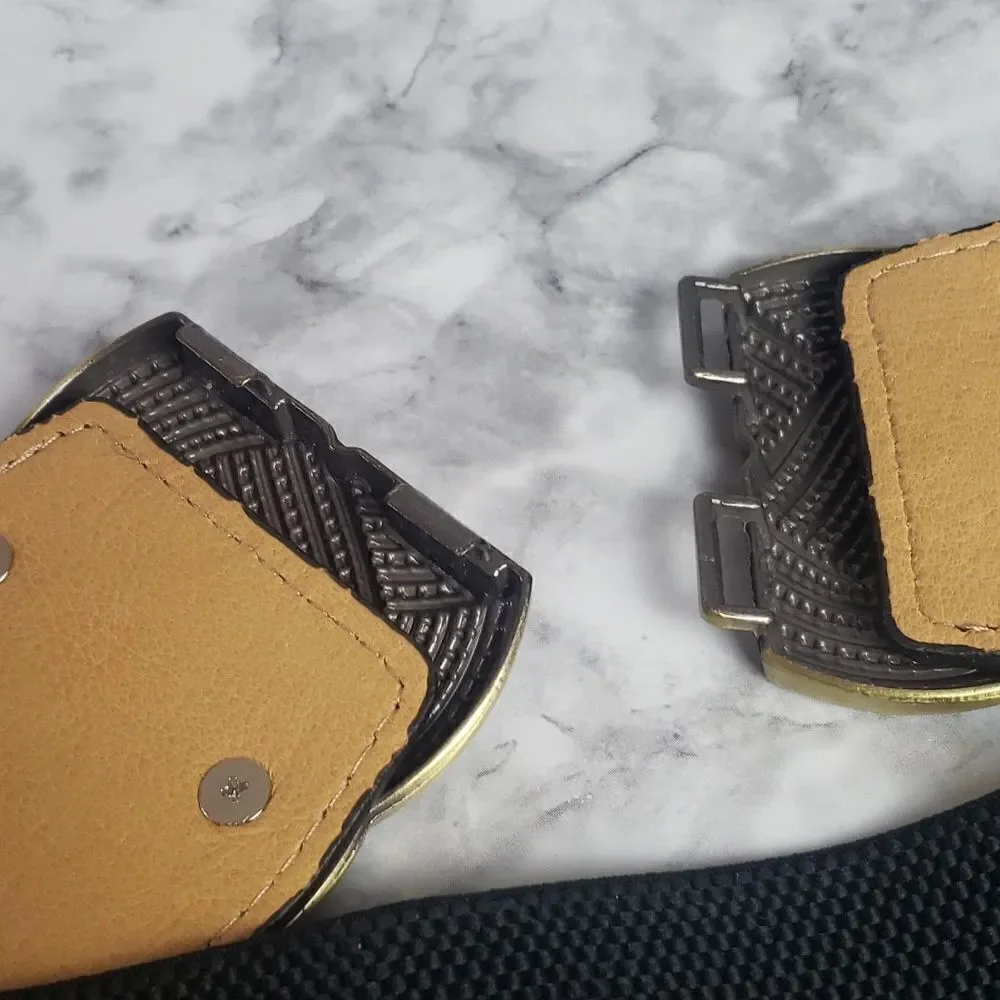 ‎Black and Bronze Elastic Waistband Belt